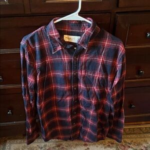 Abercrombie & Fitch Red and Navy Plaid Shirt